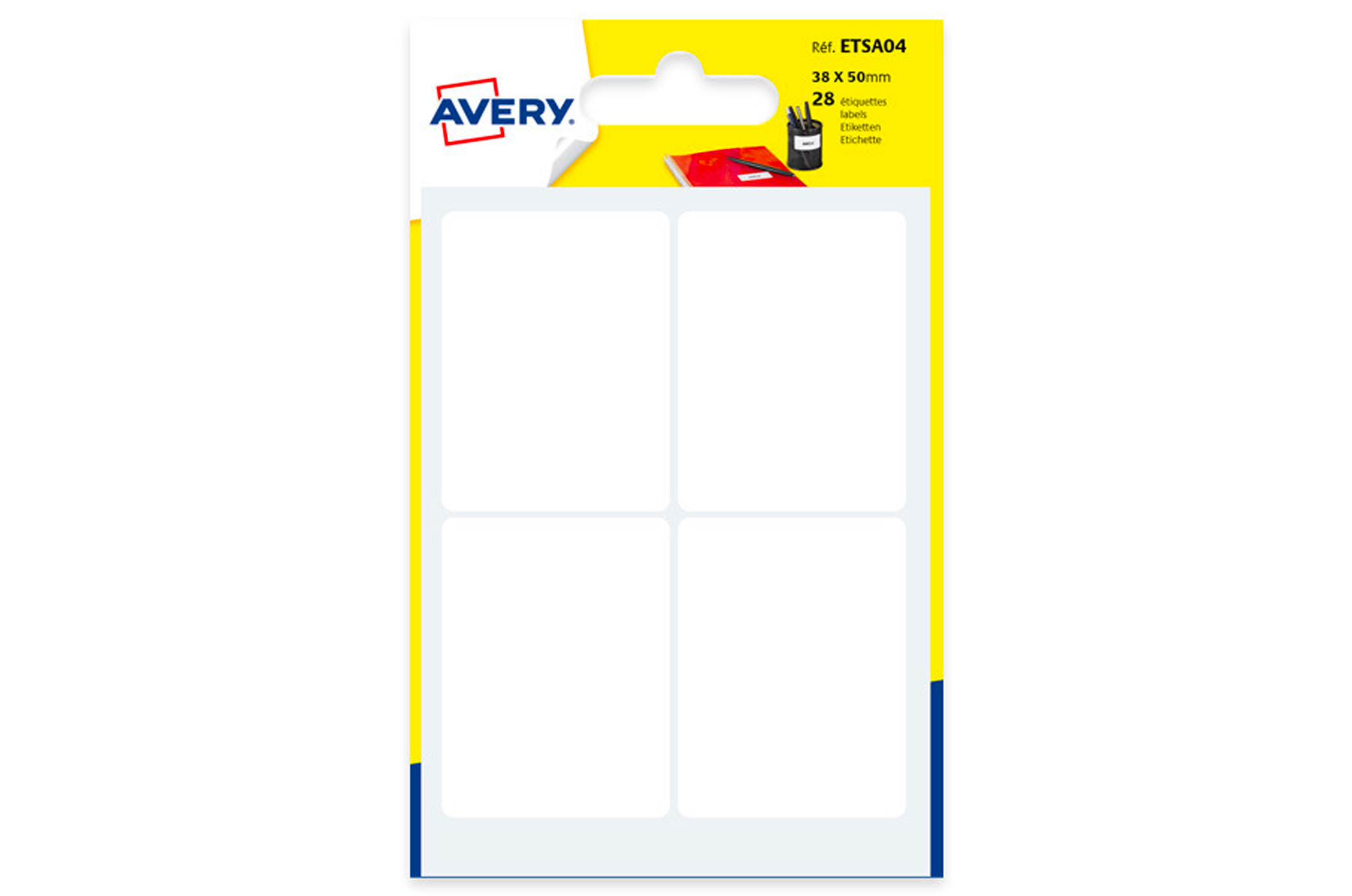 🏷️ 28 étiquettes adhésives blanches 38 × 50 mm – Avery