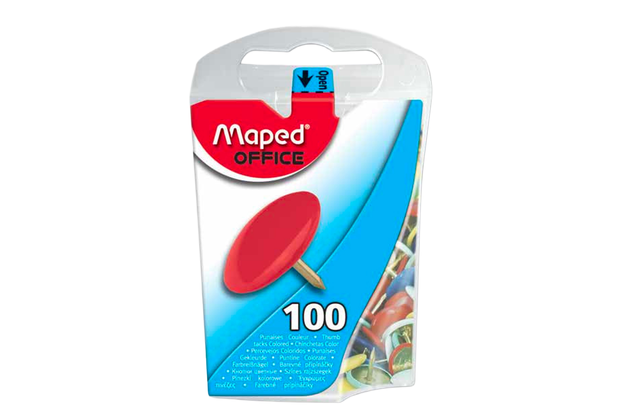 📌 Boîte de 100 punaises en acier 10 mm – Coloris assortis – Maped