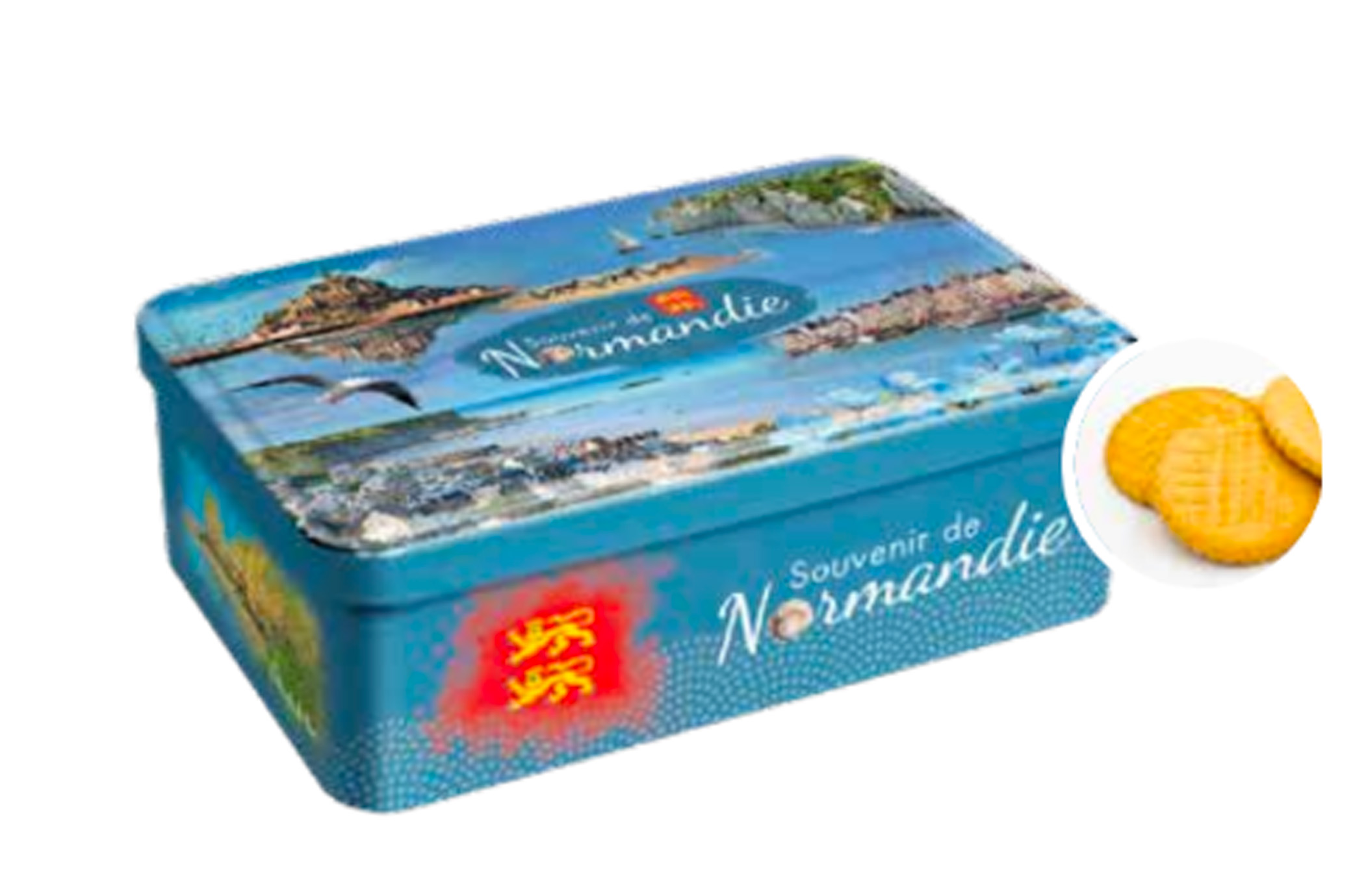 Boîte sucre multivues Normandie mer sablés normands 225g
