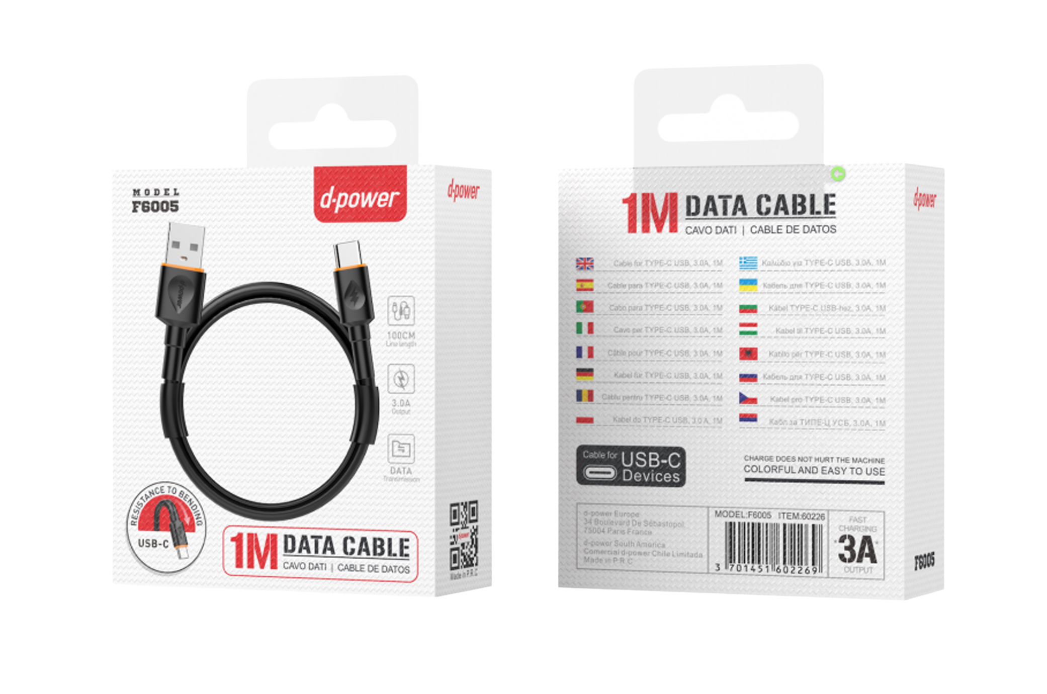 Cable F6005 Black Type-c 1M