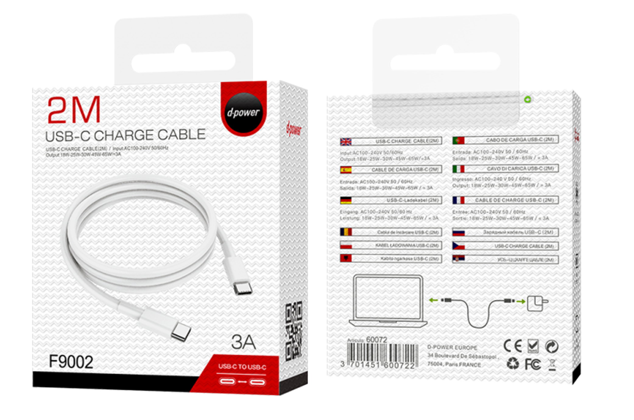 Câble Type C vers Type C 2m – Blanc