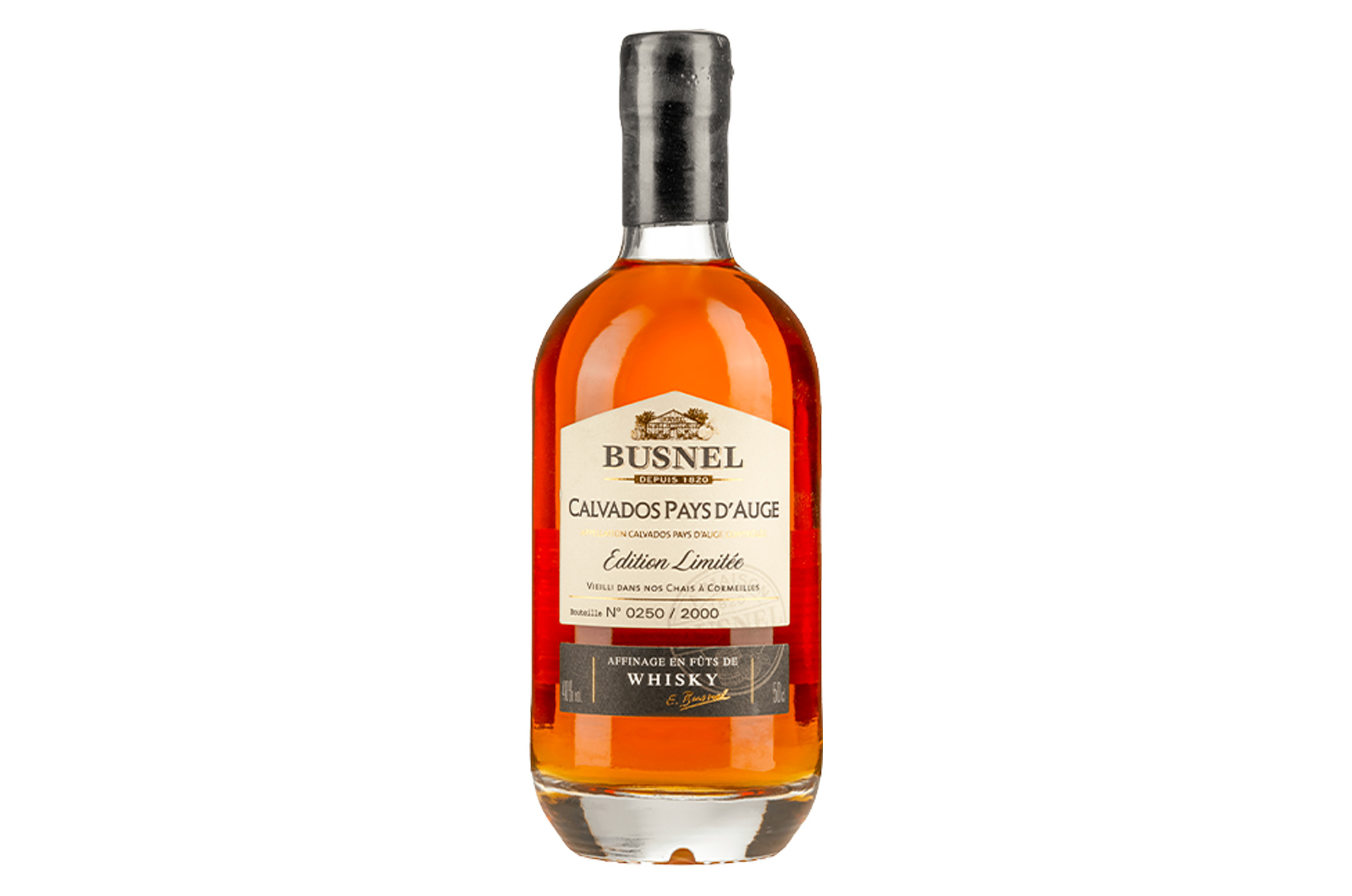 Calvados Pays d'Auge BUSNEL affiné en fûts de Whisky 50cl