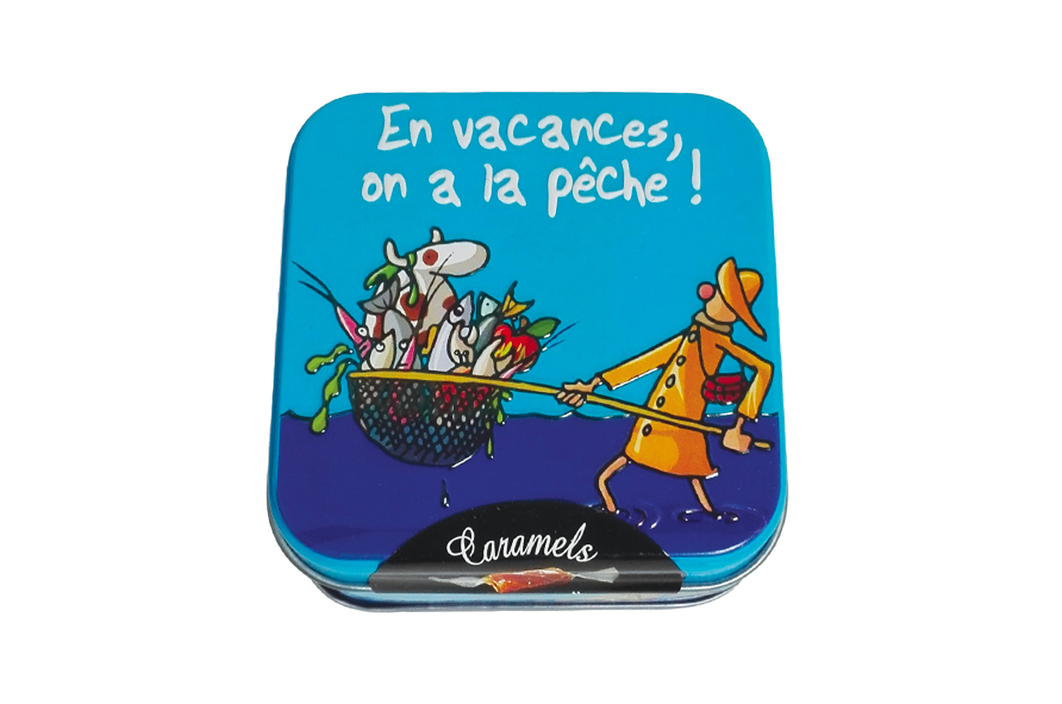 Boîte Demi-Sucrette “On a la Pêche 45g HiHiHi” – Caramels au Beurre Salé et à la Fleur de Sel – Maison DV