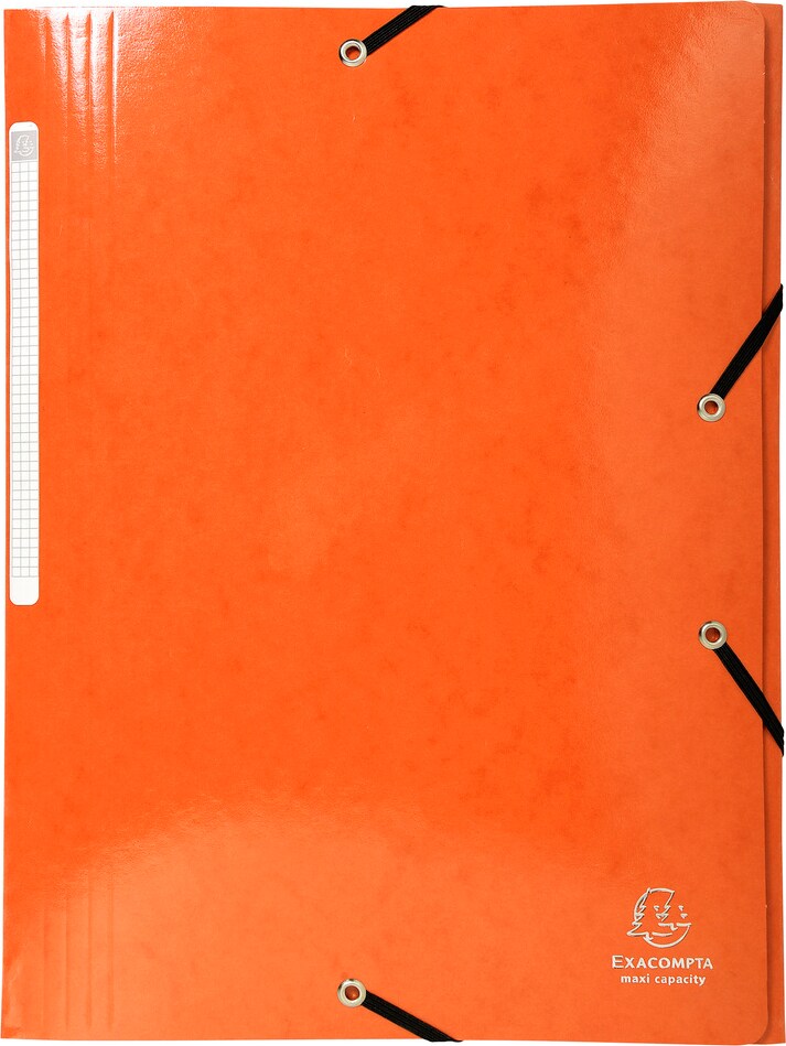 📁 Chemise à Élastiques Exacompta – 3 Rabats – Carte Lustrée – 24 × 32 cm Orange
