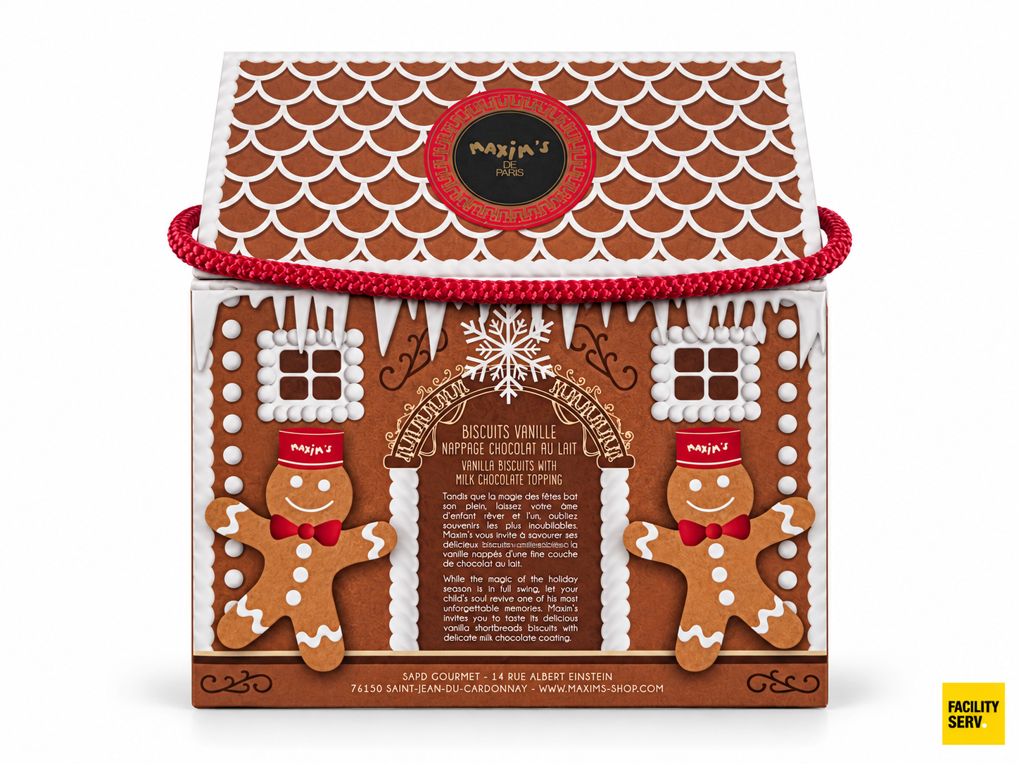 Coffret maison de Noël – 16 biscuits vanille nappés de chocolat au lait – Maxim’s de Paris – 96 g