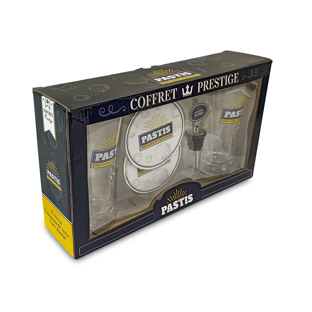 Coffret Prestige Pastis – 2 Verres, Bec Verseur et Sous-Verres