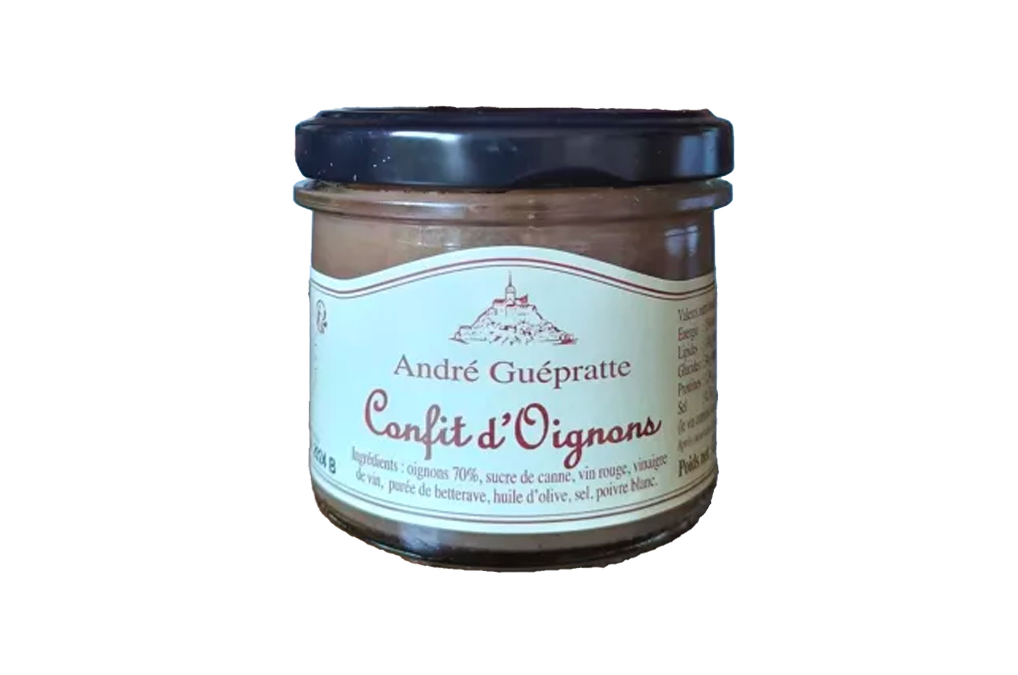 Confit d'oignons cuisiné au vin rouge 120g - Guepratte