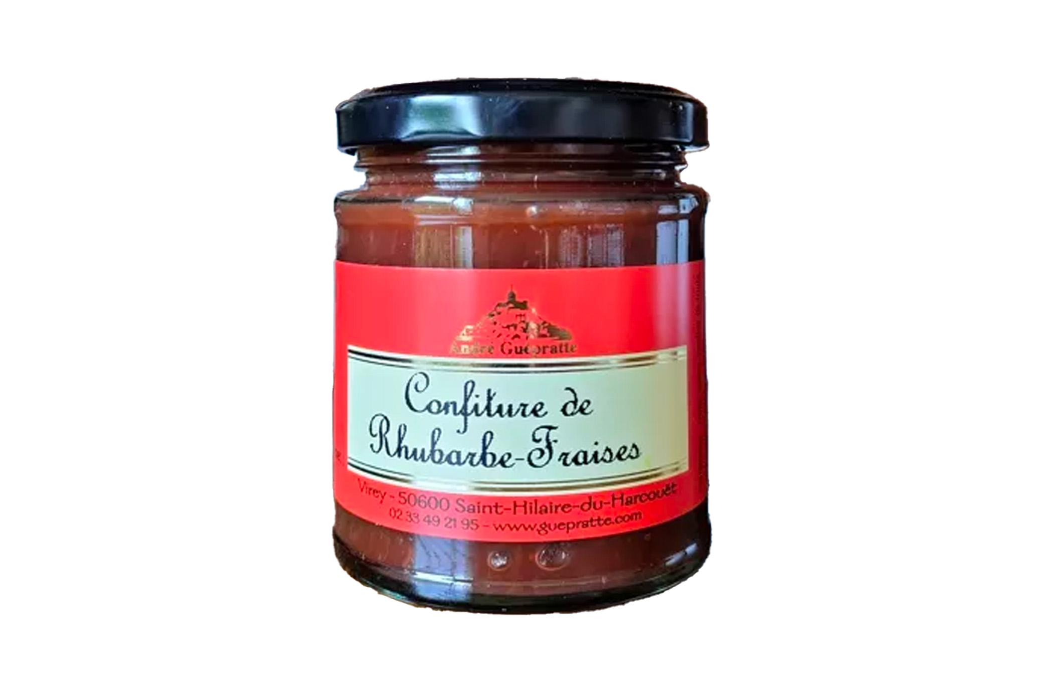 Confiture de Rhubarbe Fraises 210g - Guepratte