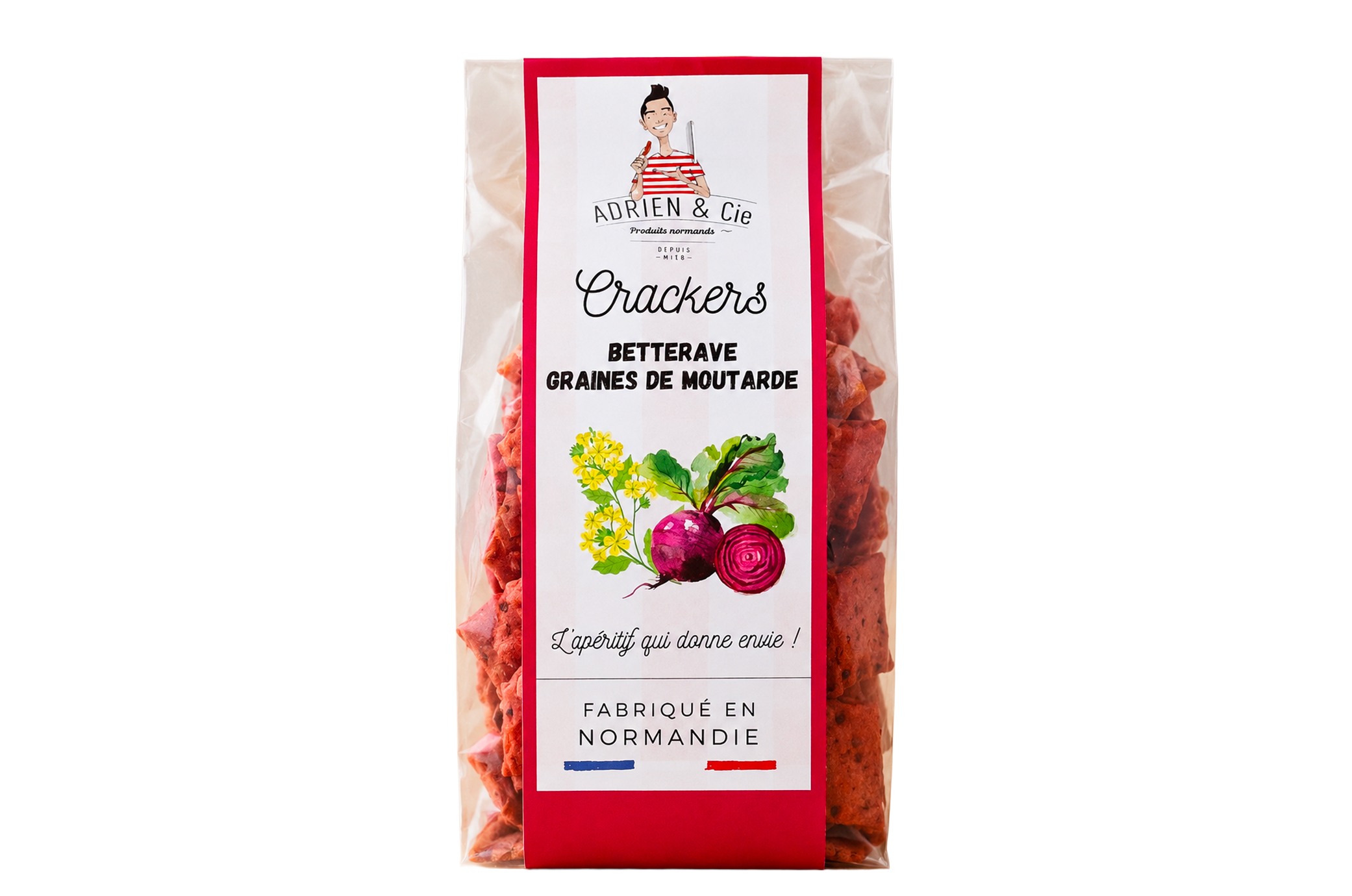 Crackers Betterave & Graines de moutarde – 100 g – Adrien & Cie