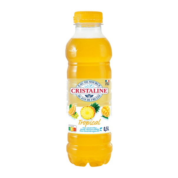 Eau de source plate aromatisée tropicale CRISTALINE 50cl