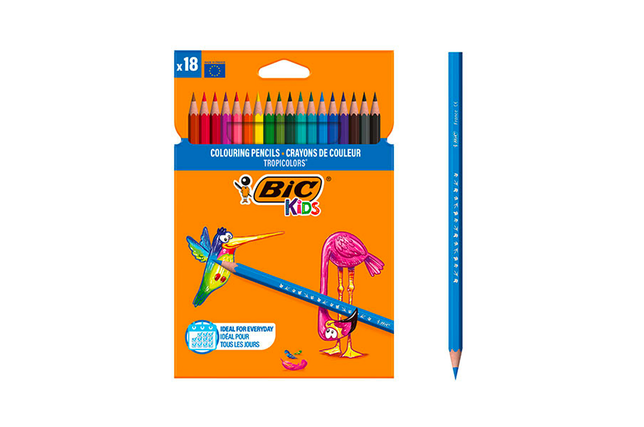 ✏️ Étui de 18 crayons de couleur Kids Tropicolors – BIC