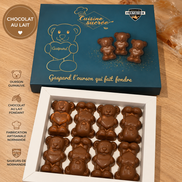 Gaspard l’ourson – Coffret de 8 oursons chocolat et guimauve lait  - CUISINE SUCREE