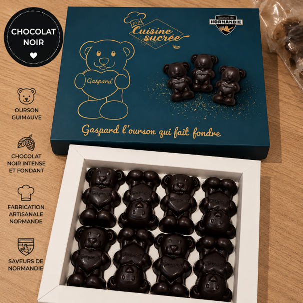 Gaspard l’ourson – Coffret de 8 oursons chocolat et guimauve noir  - CUISINE SUCREE