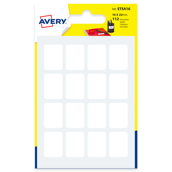 🏷️ Lot de 10 sachets de 112 étiquettes blanches 16 × 22 mm – Avery
