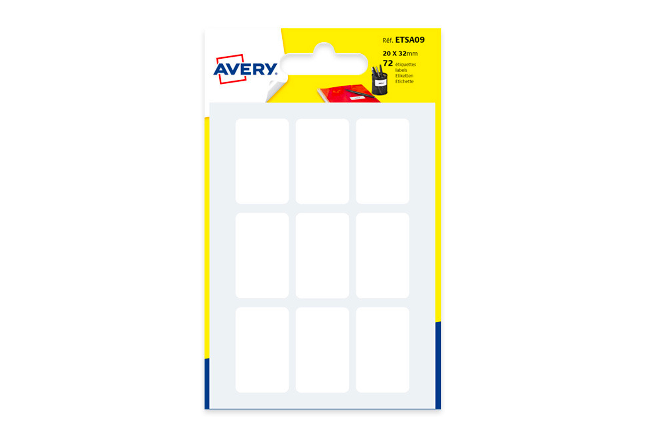 🏷️ Lot de 10 sachets de 72 étiquettes blanches 20 × 32 mm – Avery