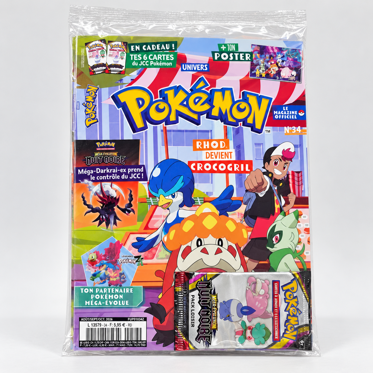 Magazine Pokémon officiel n°34 + 6 cartes Pokémon + poster