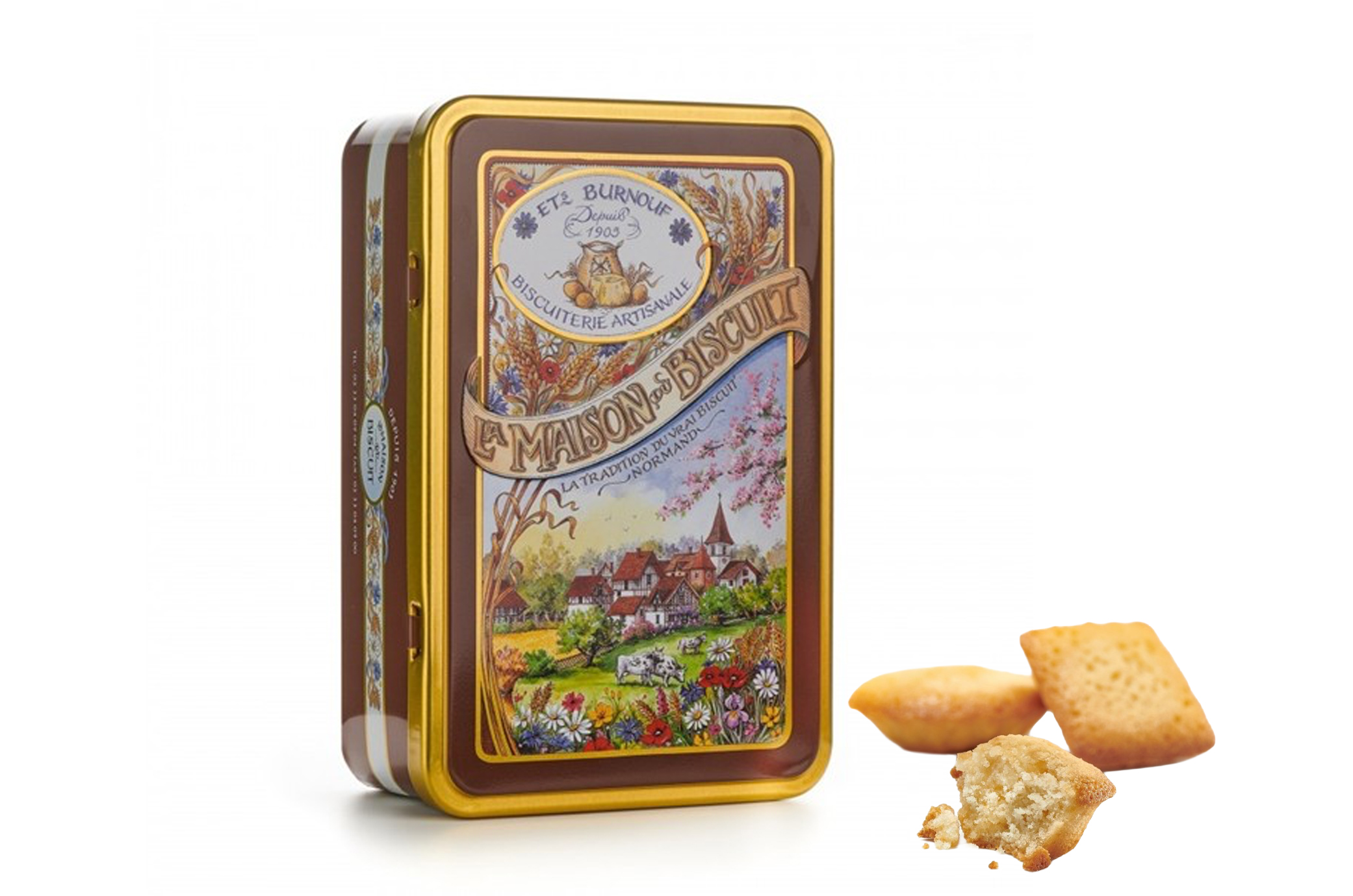 Petits Fours Financiers – Boîte métal 250g – La Maison du Biscuit