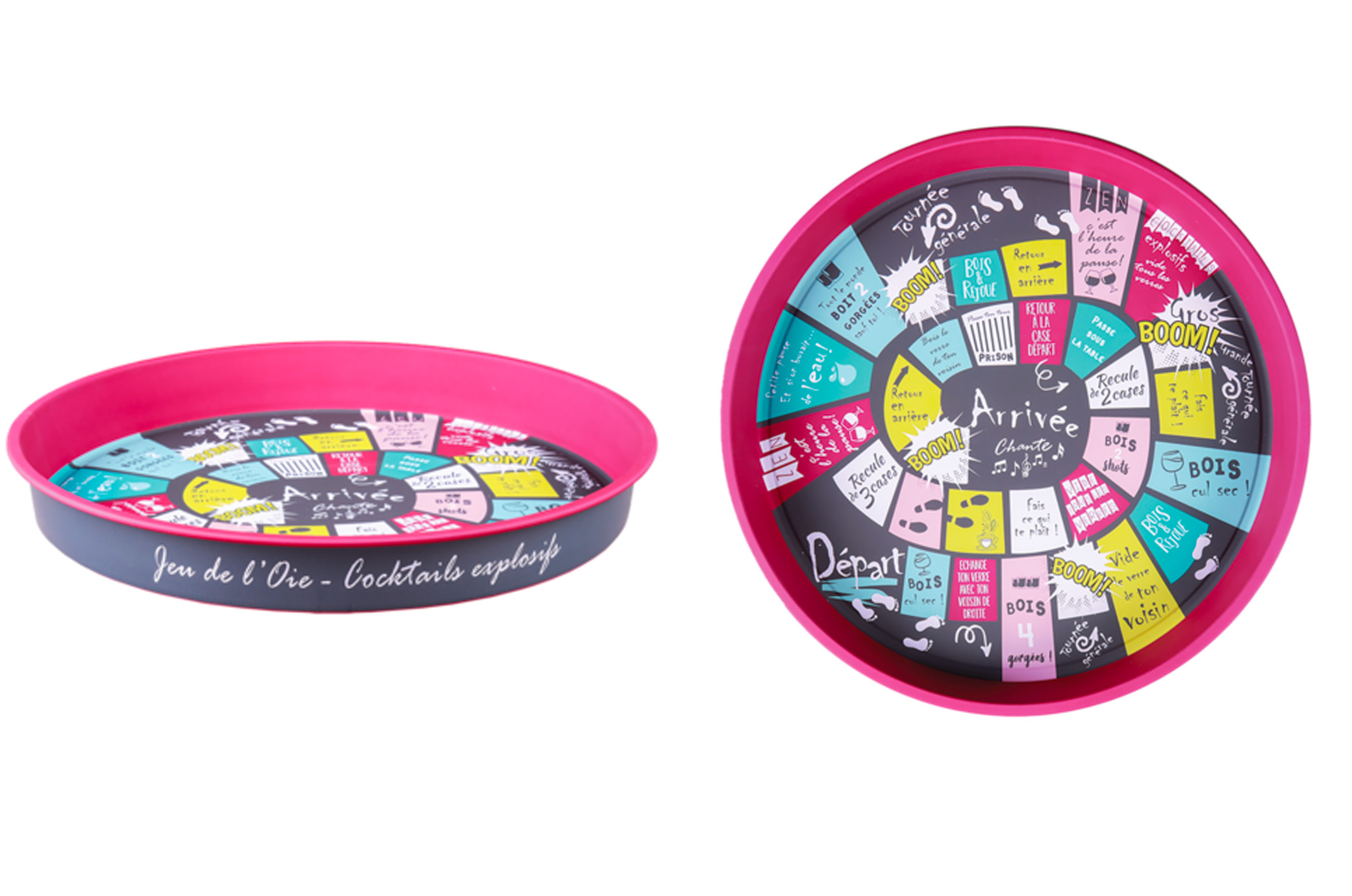 Plateau Viggo métal rond - Jeu de l'Oie