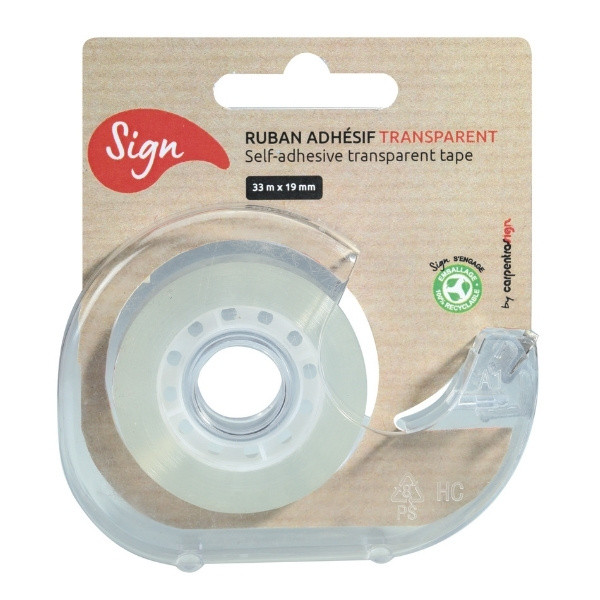Ruban adhésif transparent + Dévidoir 19 mmx33 m Sign