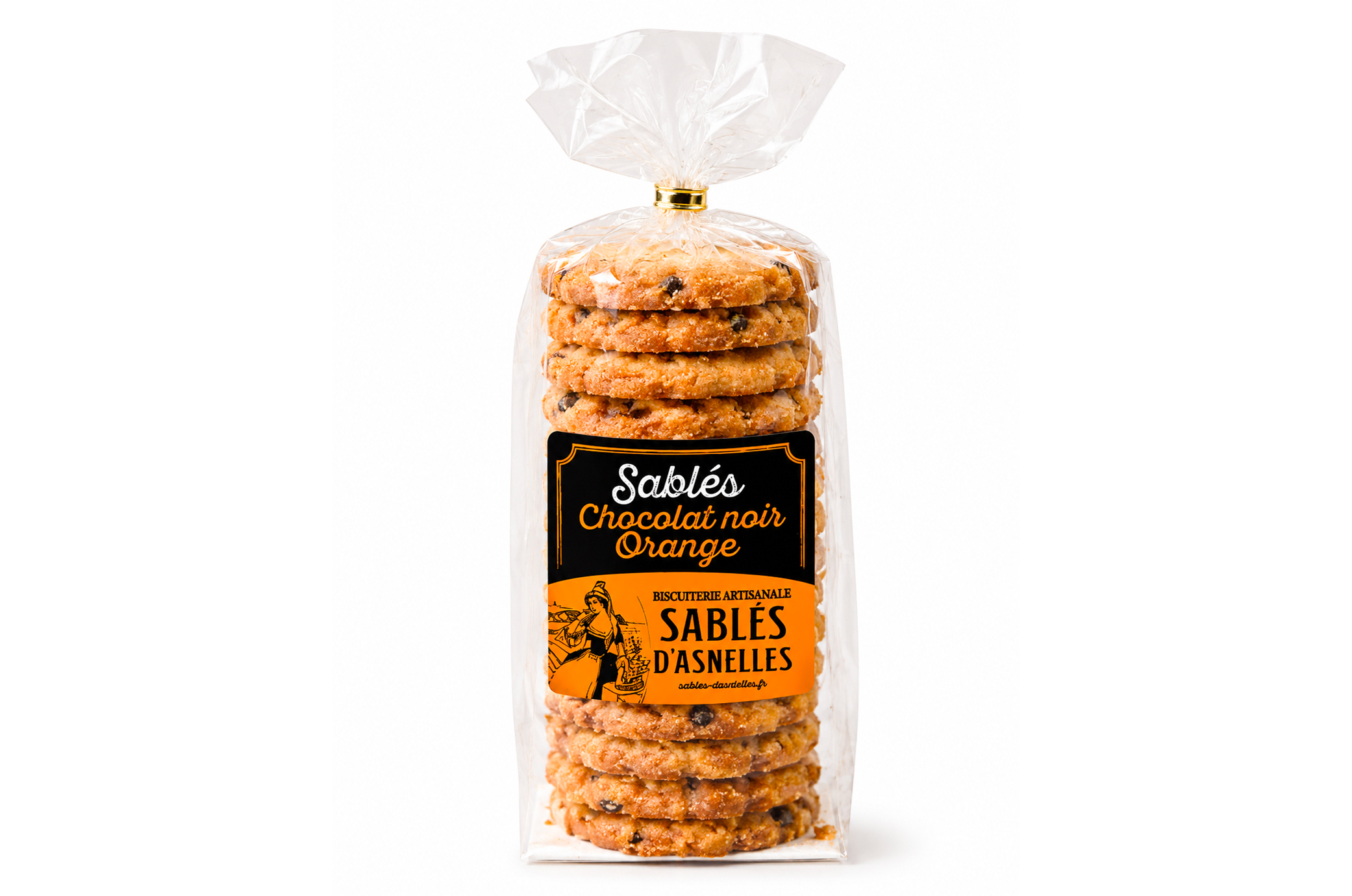 Sachet de sablés chocolat noir orange 200 g | Les Sablés d’Asnelles