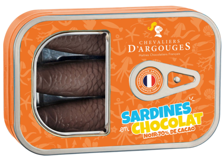 Sardines chocolat noir 70% de cacao, 80g