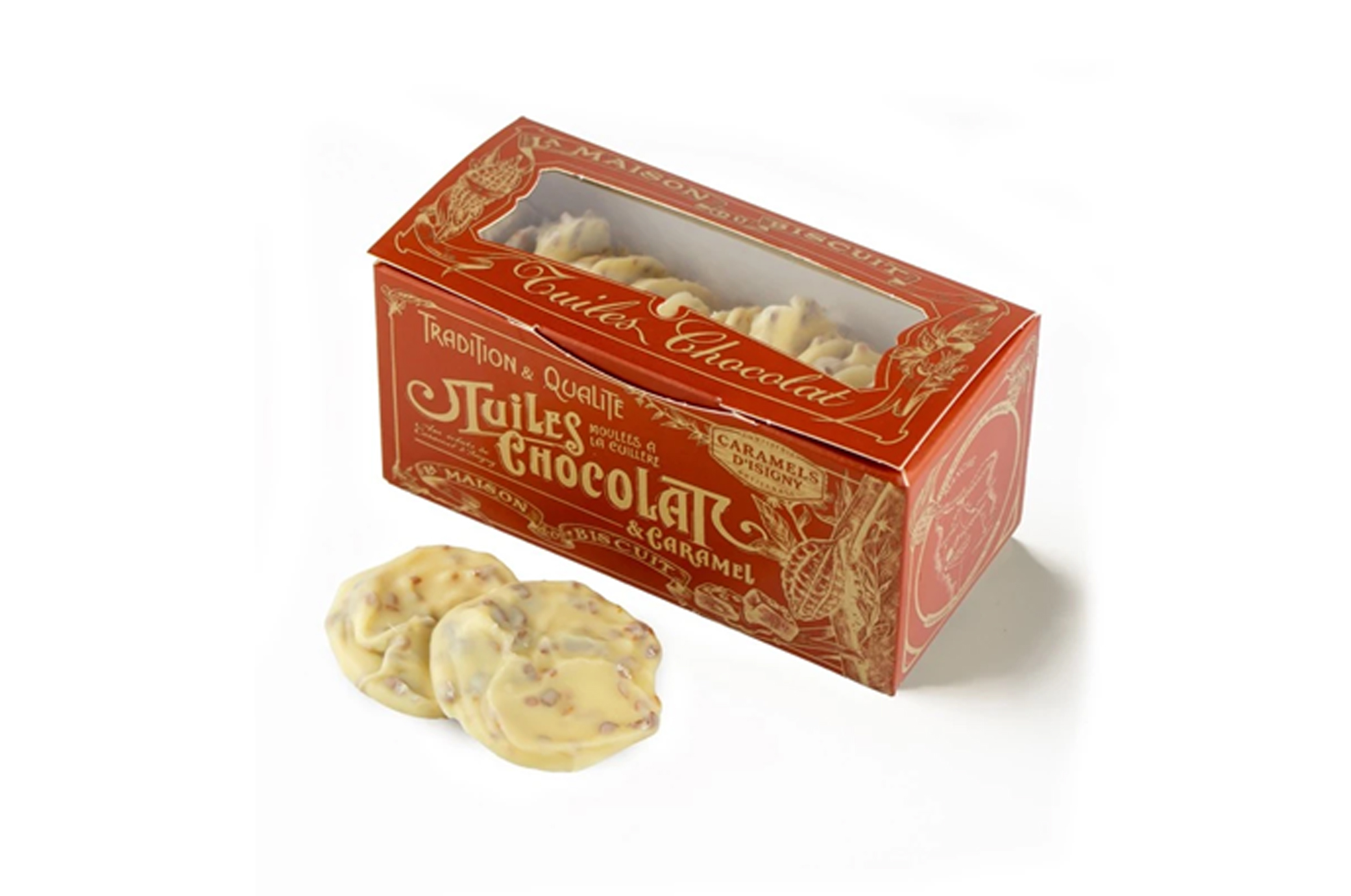 🍫 Tuiles chocolat caramel blanc 170g – La Maison du Biscuit