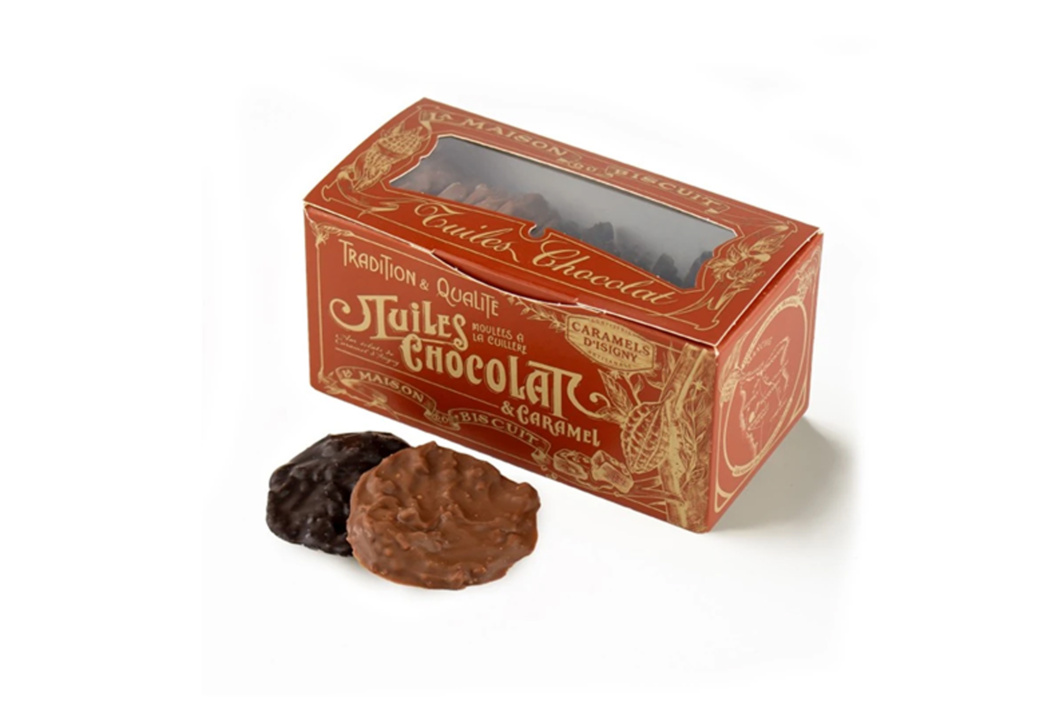 🍫 Tuiles chocolat caramel panaché lait & noir 170g – La Maison du Biscuit