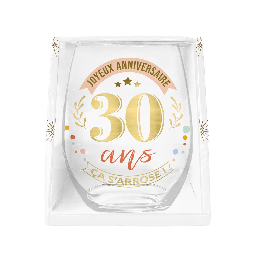 Verre « Joyeux Anniversaire – 30 ans – Ça s’arrose ! »