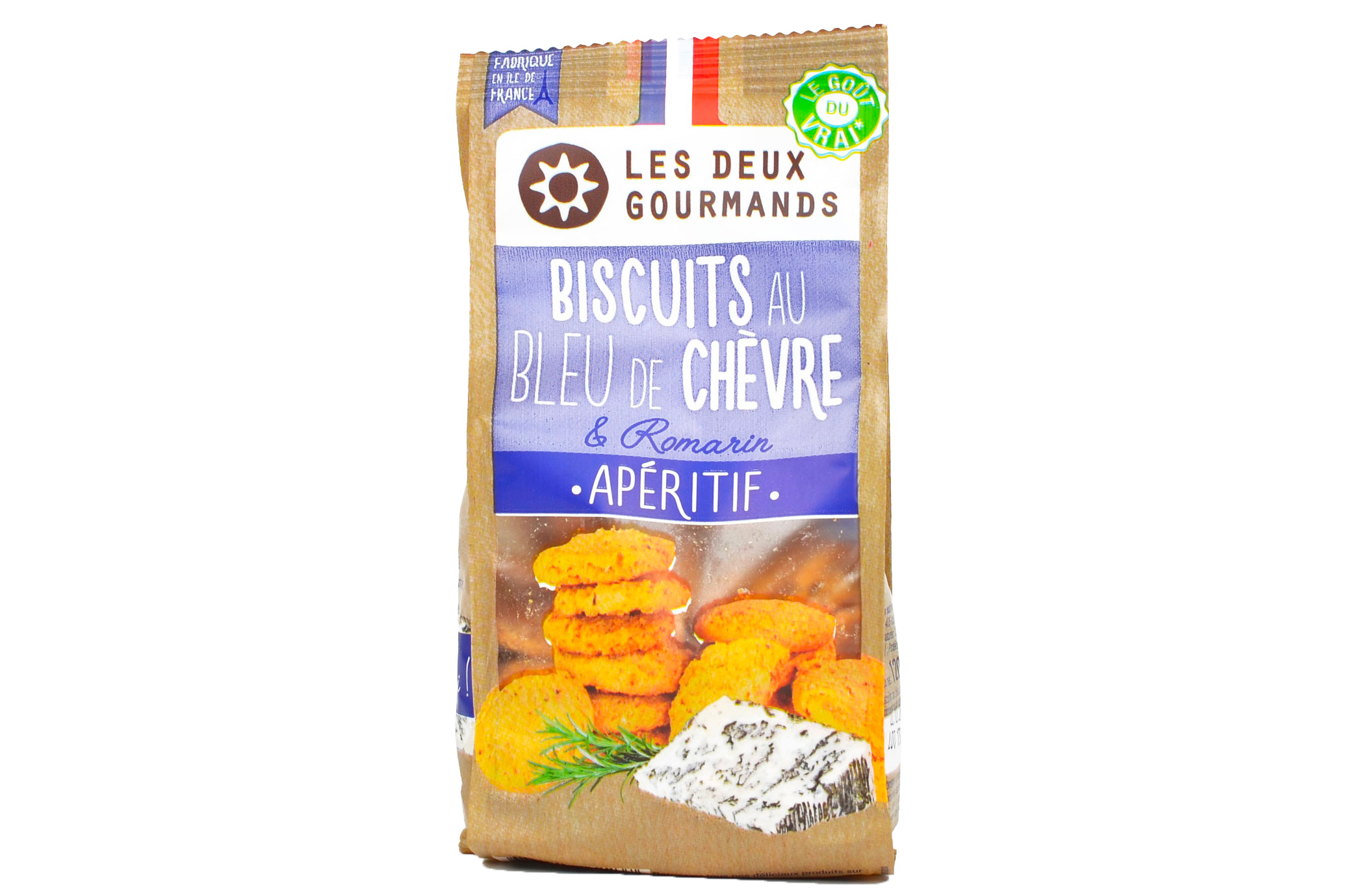 2 GOURMANDS - Biscuits au Bleu de chèvre et romarin 150g