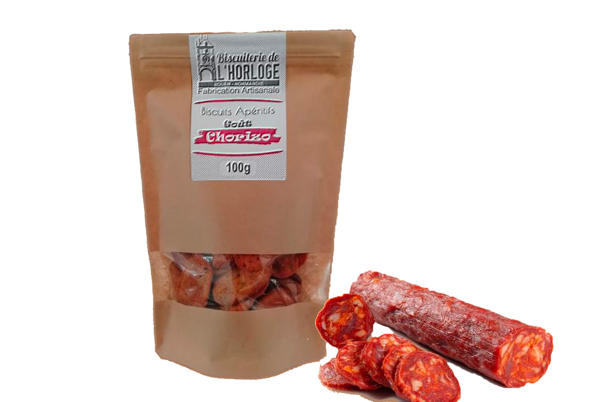 Biscuits apéritifs goût chorizo 100g - Biscuiterie de l'horloge
