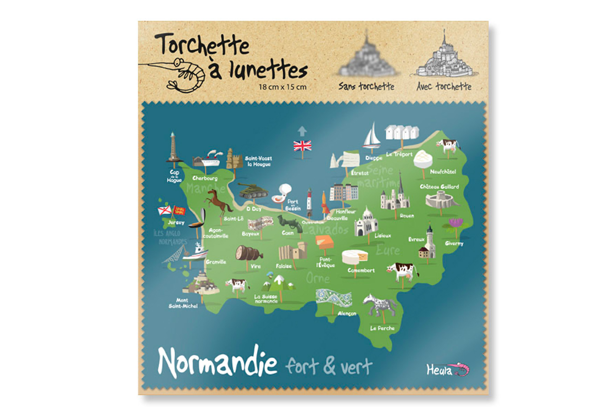 Essuie-lunettes "Carte Normandie"