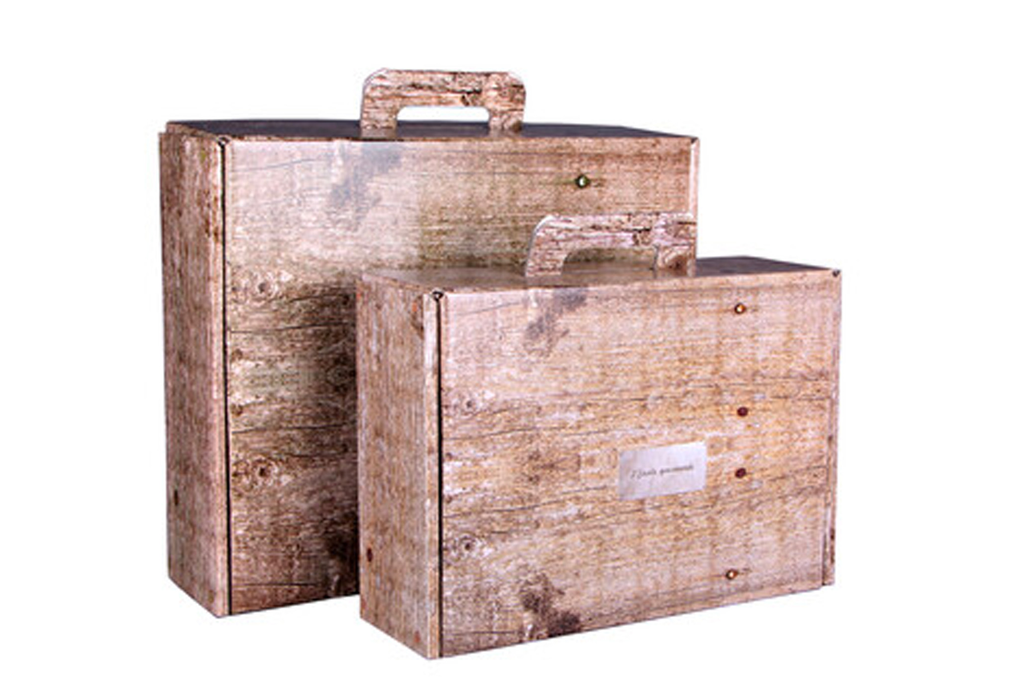 Valisette gourmande Lorriane carton imitation bois grisé 42x35.5x12cm