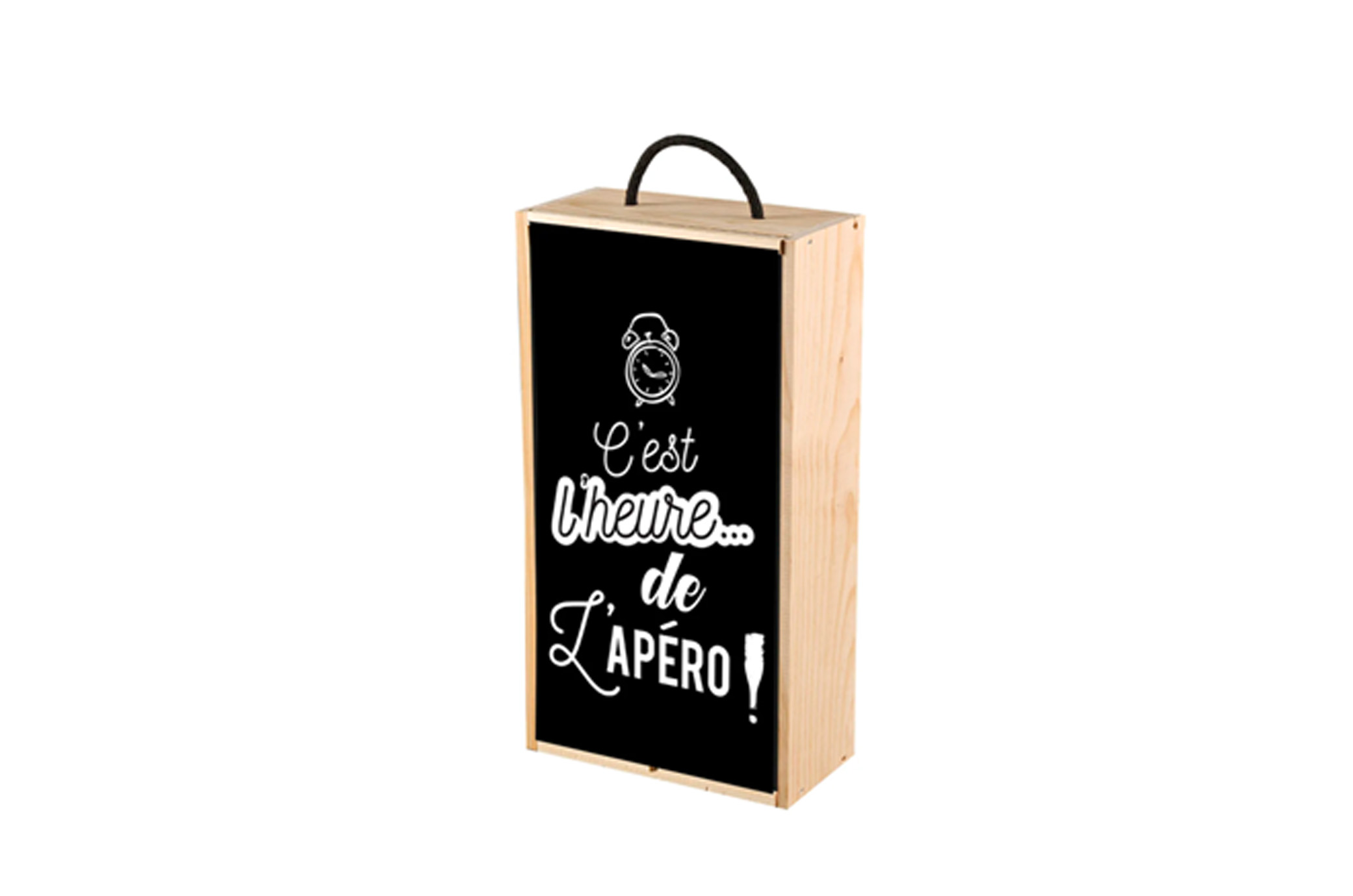 Coffret Lalo en bois de pin 2 bouteilles