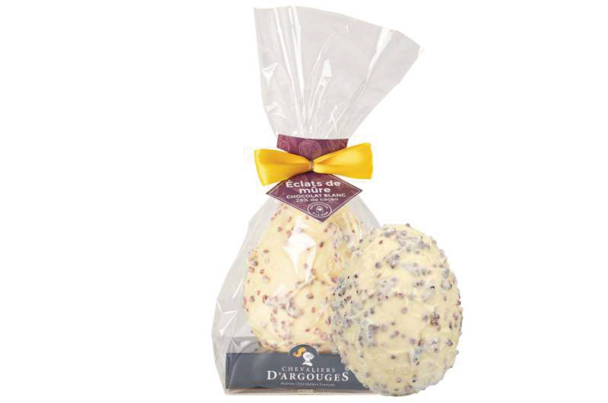 SACHET OEUF CHOCOLAT BLANC ECLATS DE MURES 115G