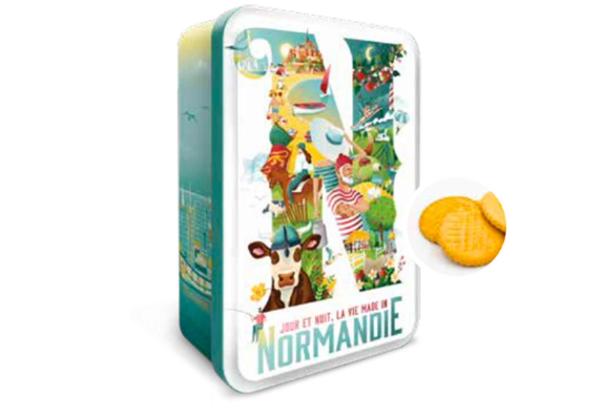Boite Sablés Jour et nuit, la vie made in Normandie 225g